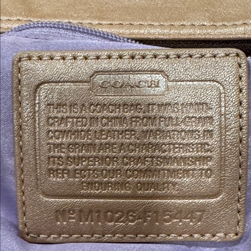 Coach Bag Ashley Large Tan Metallic Leather Satchel - Picture 13 of 17